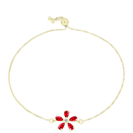 Goldplattiertes Silberarmband mit rotem Achat und weißem Topas