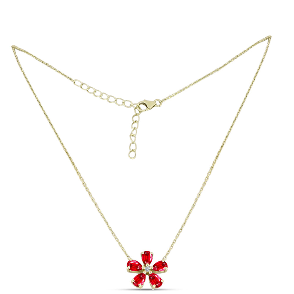 Goldplattierte Silberhalskette mit rotem Achat und weißem Topas 1 