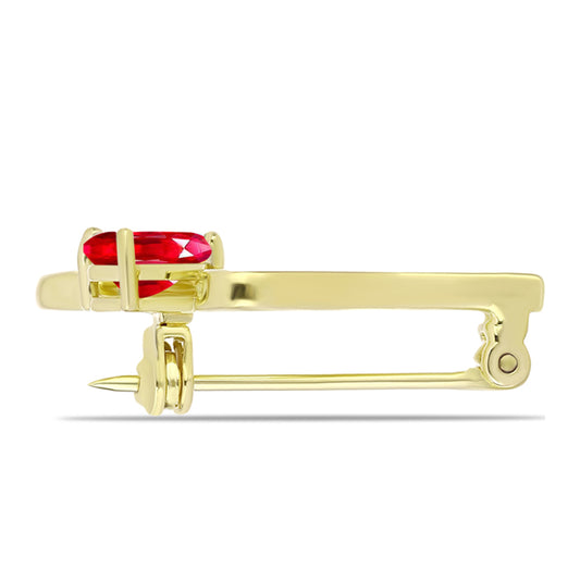 Goldplattierte Silberbrosche mit rotem Achat