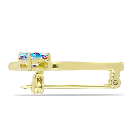 Goldplattierte Silberbrosche mit Eis-Moissanit