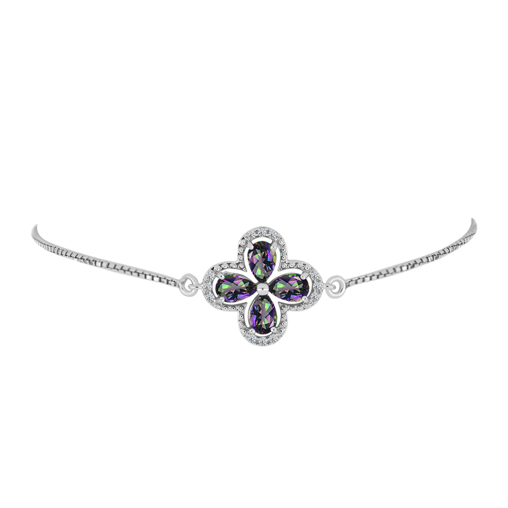 Silberarmband mit mystischem Topas und weißem Topas