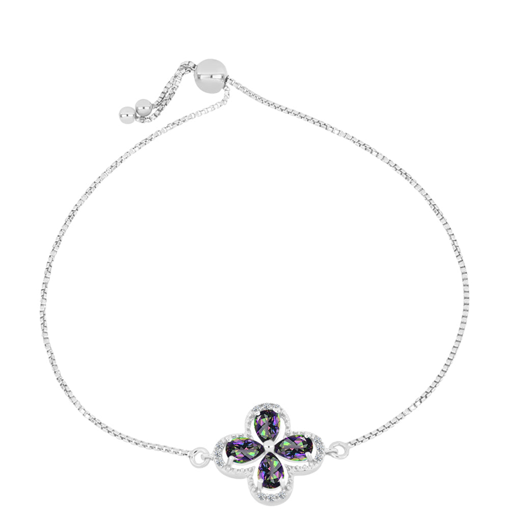 Silberarmband mit mystischem Topas und weißem Topas