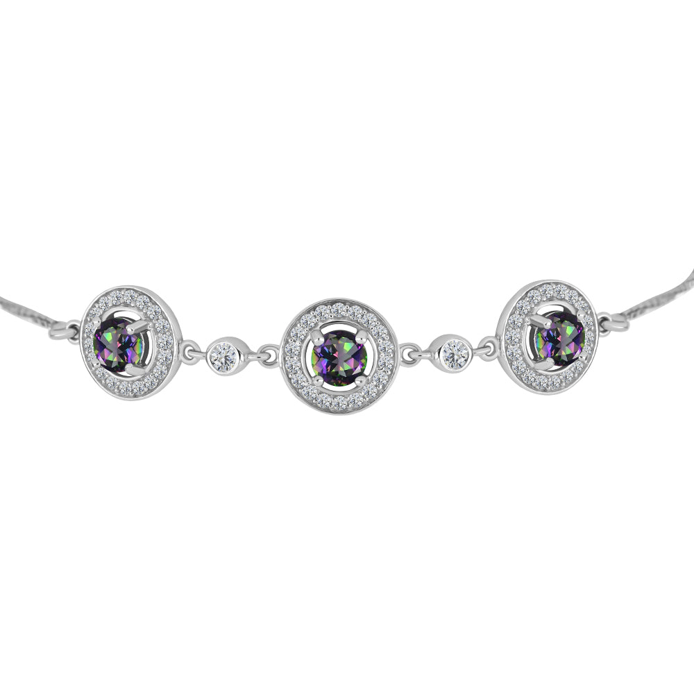 Silberarmband mit mystischem Topas und weißem Topas 2 