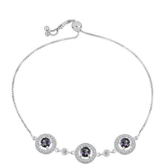 Silberarmband mit mystischem Topas und weißem Topas