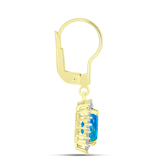 Goldplattierte Silberohrringe mit äthiopischem Paraiba-Blauopal und weißem Topas