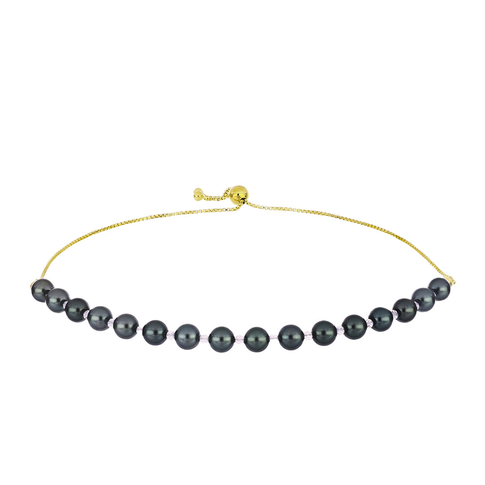 Goldplattiertes Silberarmband mit Tahitigrüne-Illusion Süßwasserperle