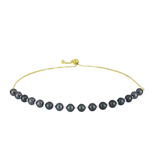 Goldplattiertes Silberarmband mit Tahitigrüne-Illusion Süßwasserperle
