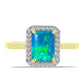 Goldplattierter Silberring mit äthiopischem Paraiba-Blauopal und weißem Topas