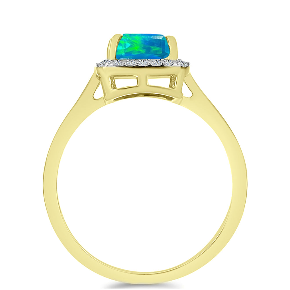 Goldplattierter Silberring mit äthiopischem Paraiba-Blauopal und weißem Topas 2 