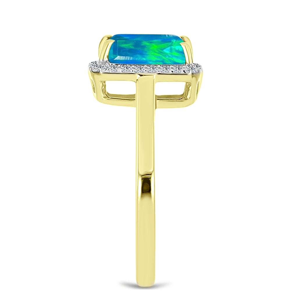Goldplattierter Silberring mit äthiopischem Paraiba-Blauopal und weißem Topas 4 