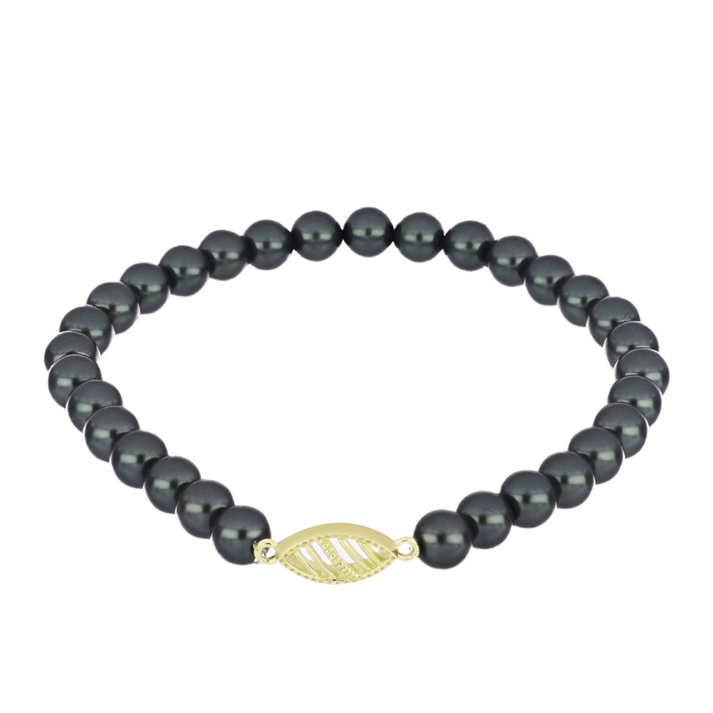 Goldplattiertes Silberarmband mit Tahitigrüne-Illusion Süßwasserperle
