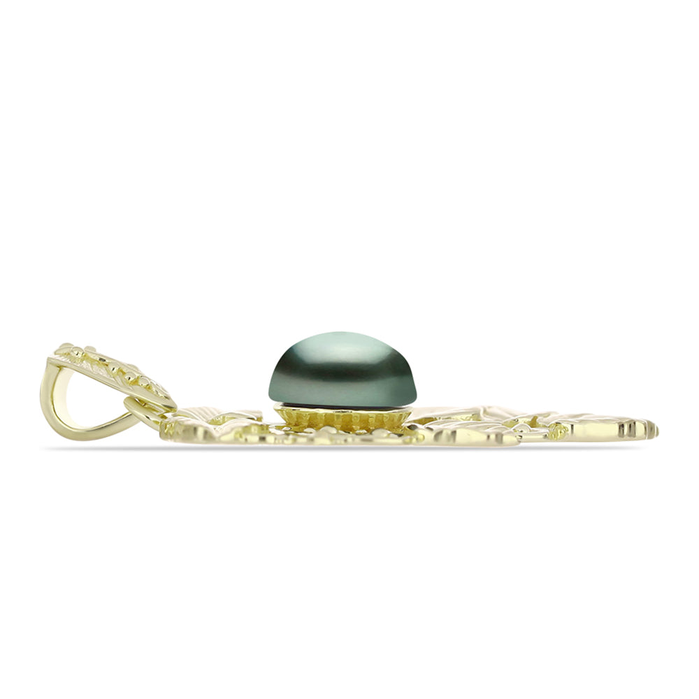Goldplattierter Silberanhänger mit Tahitigrüne-Illusion Süßwasserperle 2 