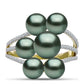 Goldplattierter Silberring mit Tahitigrüne-Illusion Süßwasserperle und weißem Topas