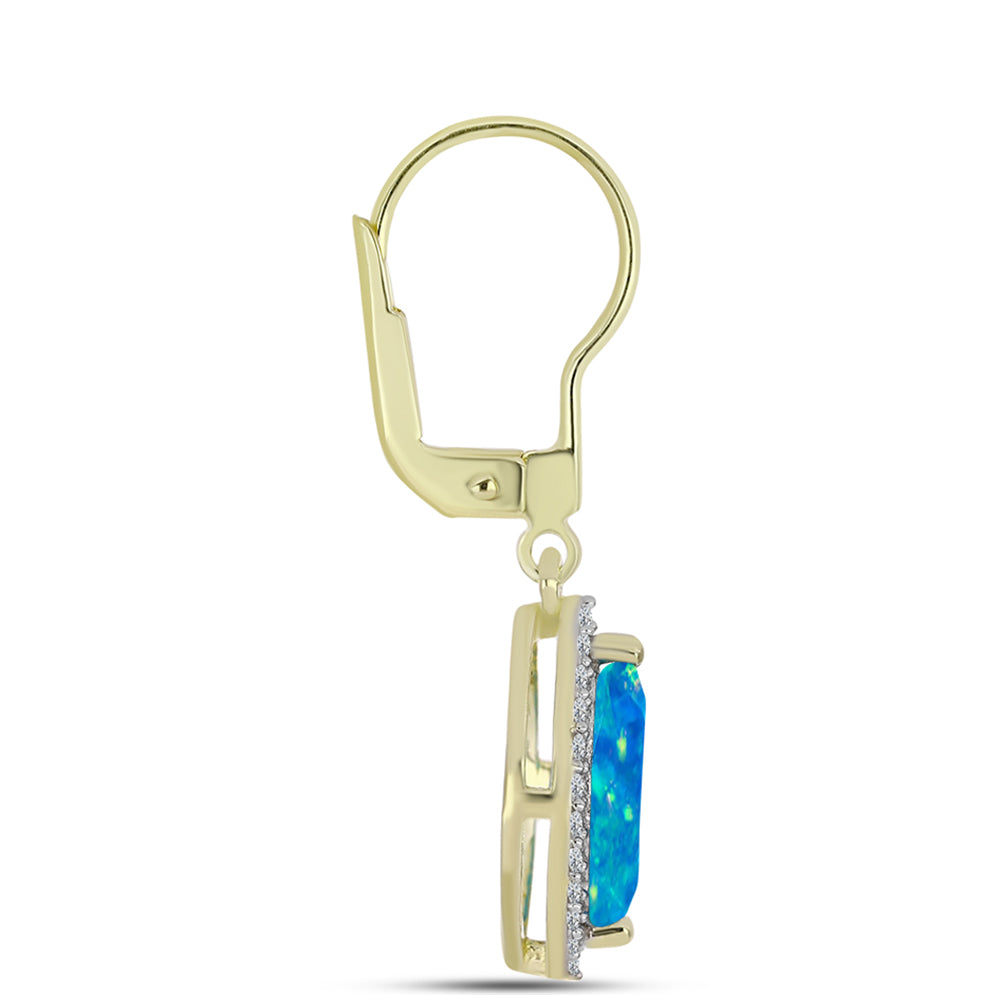 Goldplattierte Silberohrringe mit äthiopischem Paraiba-Blauopal und weißem Topas