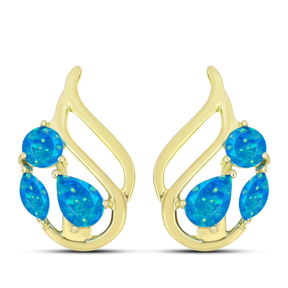 Goldplattierte Silberohrringe mit äthiopischem Paraiba-Blauopal