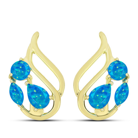 Goldplattierte Silberohrringe mit äthiopischem Paraiba-Blauopal