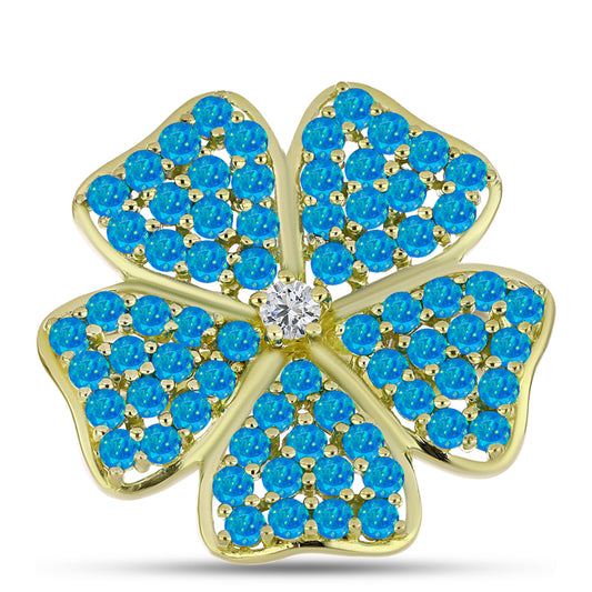 Goldplattierter Silberring mit äthiopischem Paraiba-Blauopal und weißem Topas