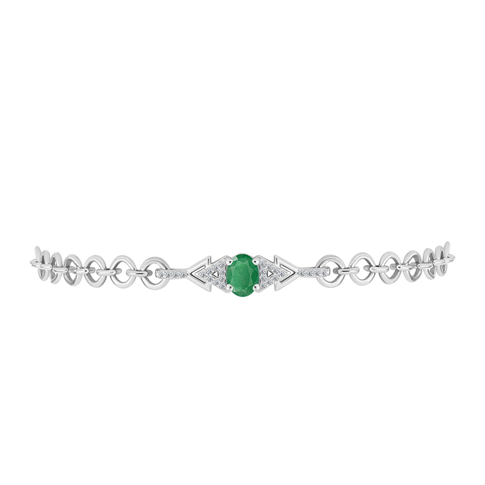 Silberarmband mit brasilianischem Smaragd und weißem Topas 2 