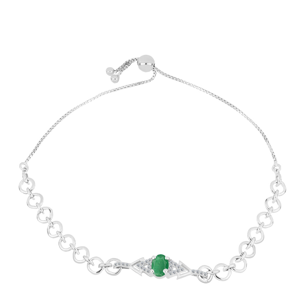 Silberarmband mit brasilianischem Smaragd und weißem Topas 1 