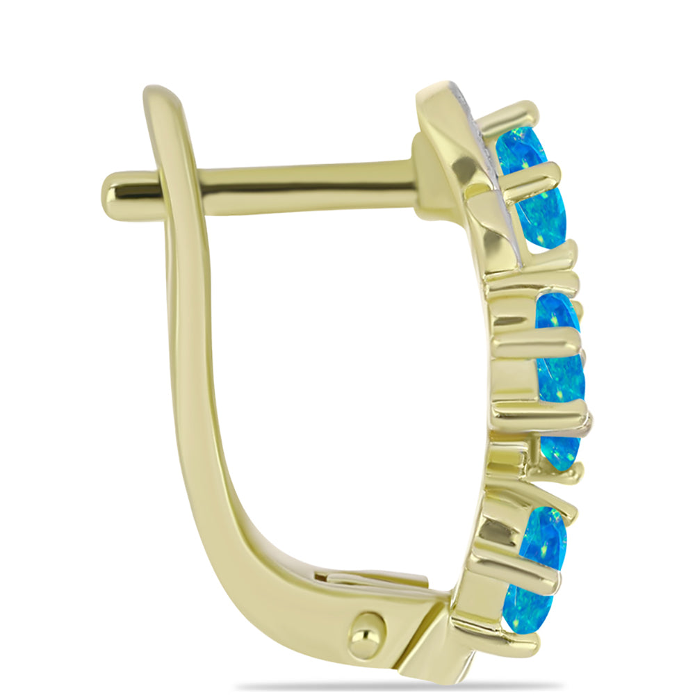 Goldplattierte Silberohrringe mit äthiopischem Paraiba-Blauopal und weißem Topas