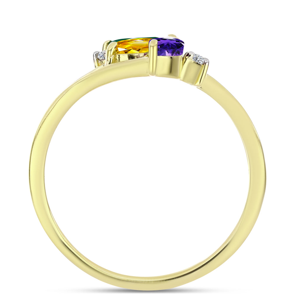 Goldplattierter Silberring mit marokkanischem Amethyst und Zitrin aus dem Ural 2 