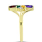 Goldplattierter Silberring mit marokkanischem Amethyst und Zitrin aus dem Ural
