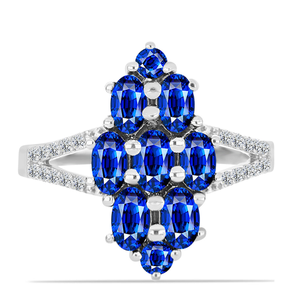 Silberring mit australischem blauem Saphir und weißem Topas