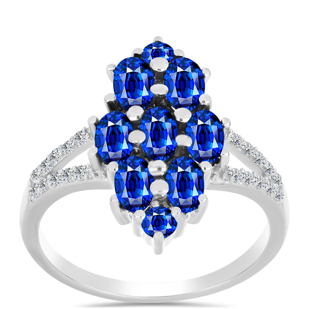 Silberring mit australischem blauem Saphir und weißem Topas 3 