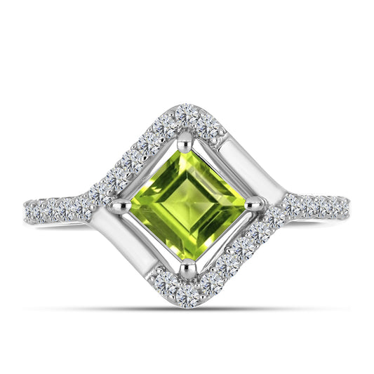 Silberring mit Peridot aus Changbai und weißem Topas