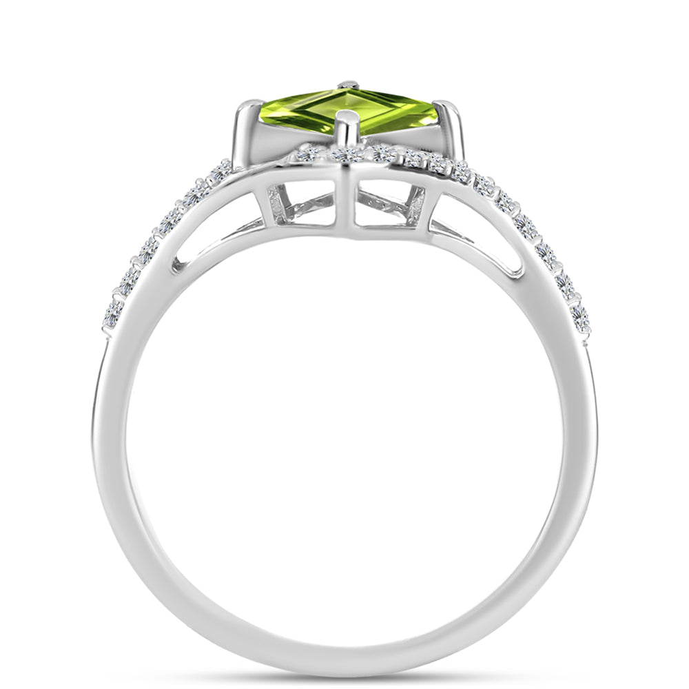 Silberring mit Peridot aus Changbai und weißem Topas