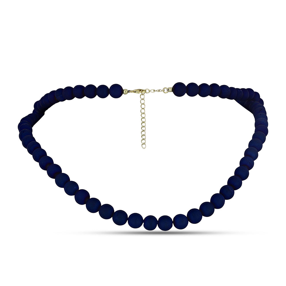 Goldplattierte Silberhalskette mit blauer Druse 1 