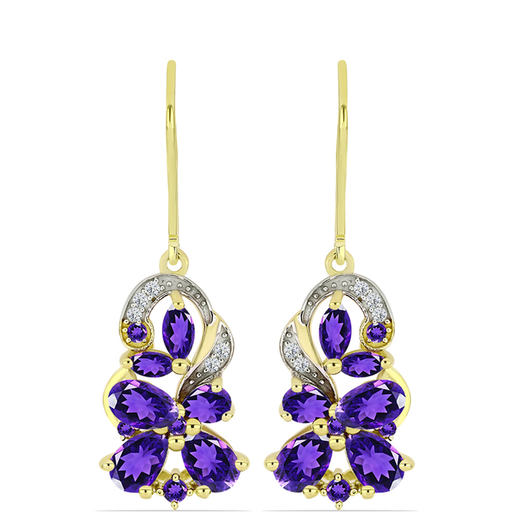 Goldplattierte Silberohrringe mit marokkanischem Amethyst und weißem Topas 1 