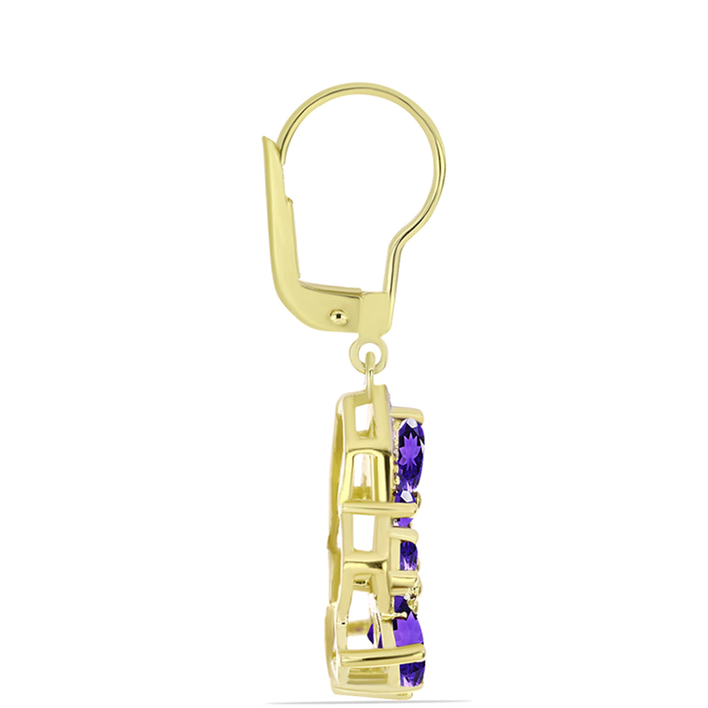 Goldplattierte Silberohrringe mit marokkanischem Amethyst und weißem Topas