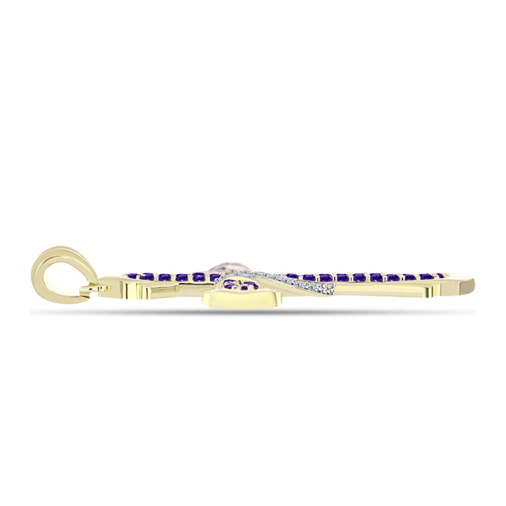 Goldplattierter Silberanhänger mit marokkanischem Amethyst und weißem Topas 2 