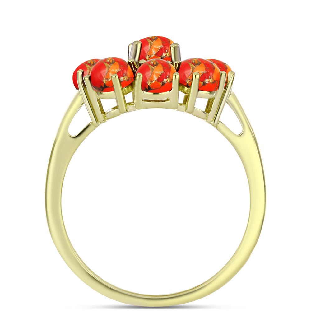 Goldplattierter Silberring mit Mohave-Türkis und weißem Topas 2 