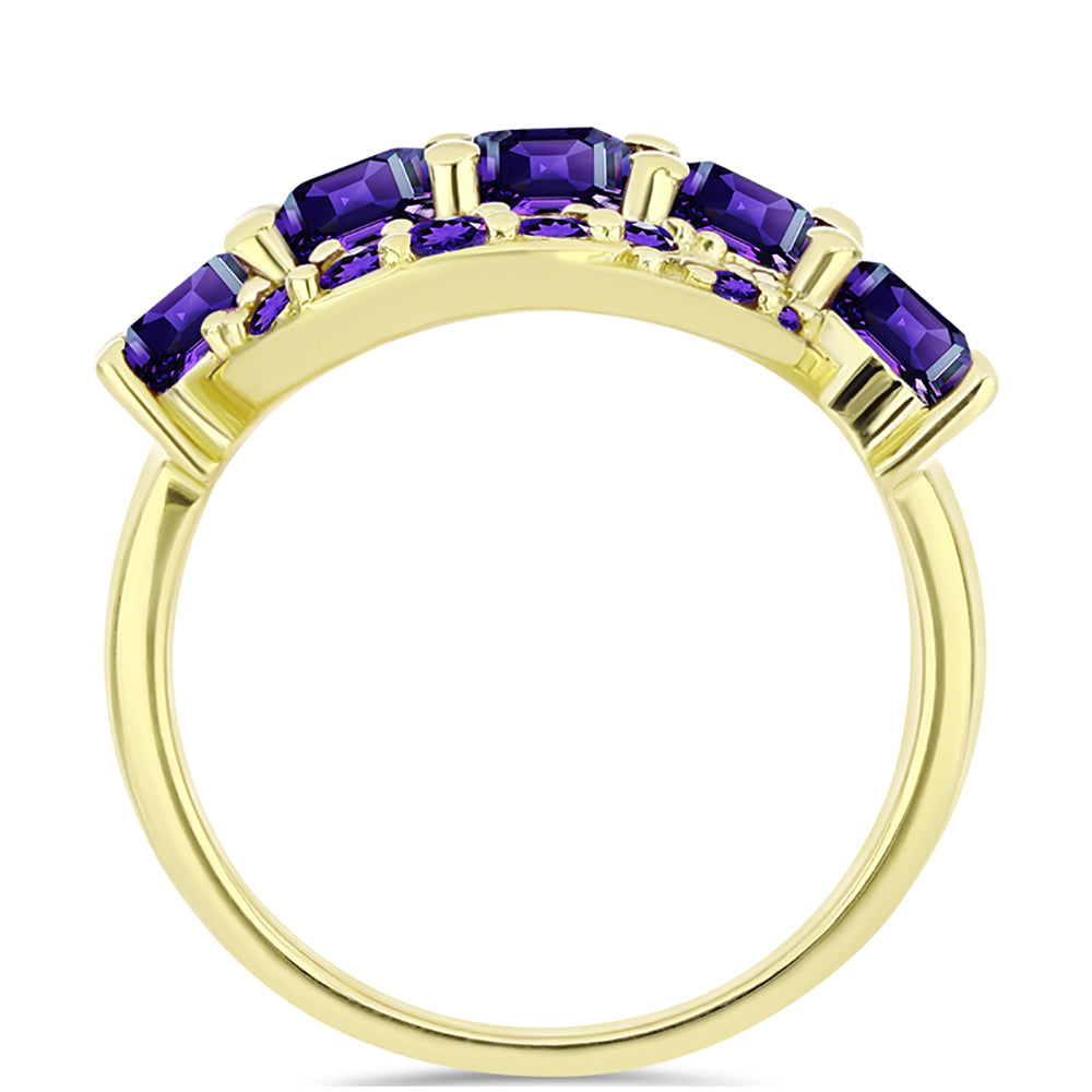 Goldplattierter Silberring mit marokkanischem Amethyst