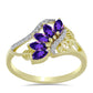 Goldplattierter Silberring mit marokkanischem Amethyst und weißem Topas