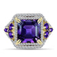 Goldplattierter Silberring mit marokkanischem Amethyst und weißem Topas