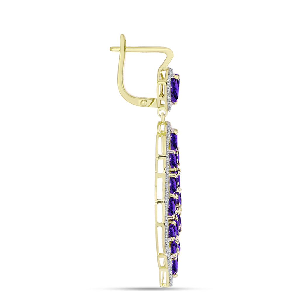 Goldplattierte Silberohrringe mit marokkanischem Amethyst und weißem Topas 2 
