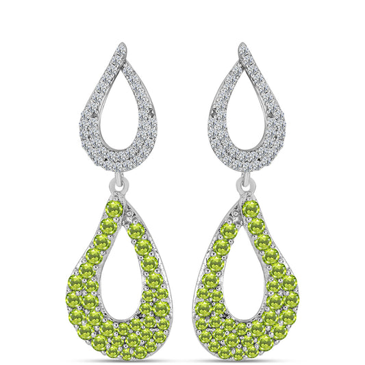 Silberohrringe mit Peridot aus Changbai und weißem Topas