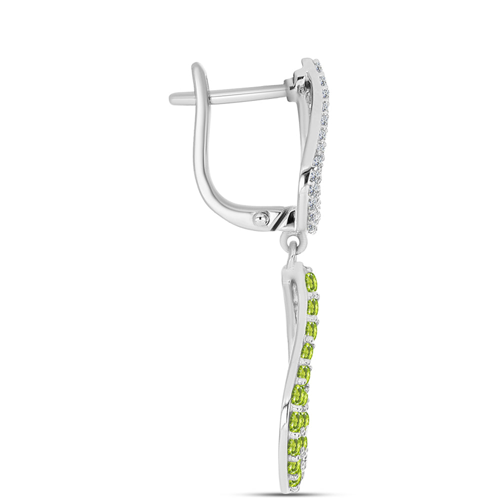 Silberohrringe mit Peridot aus Changbai und weißem Topas 2 