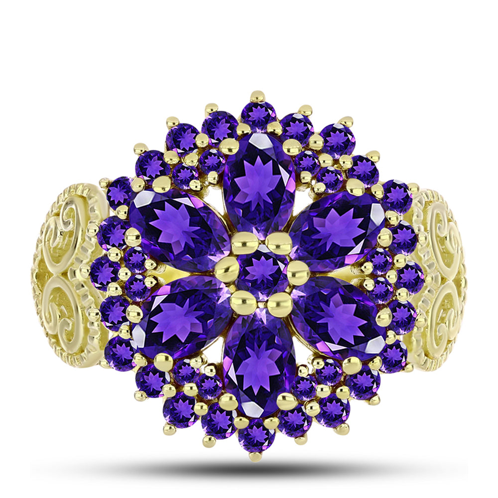 Goldplattierter Silberring mit marokkanischem Amethyst