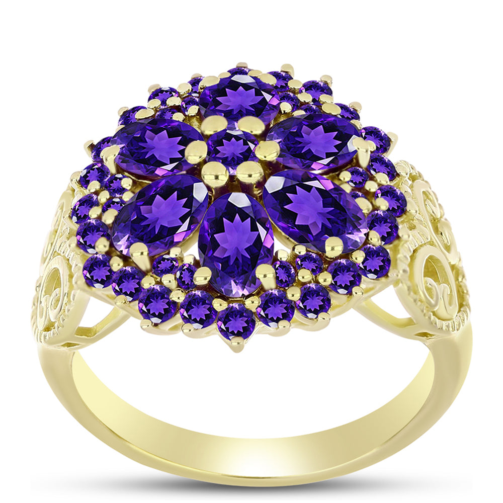 Goldplattierter Silberring mit marokkanischem Amethyst