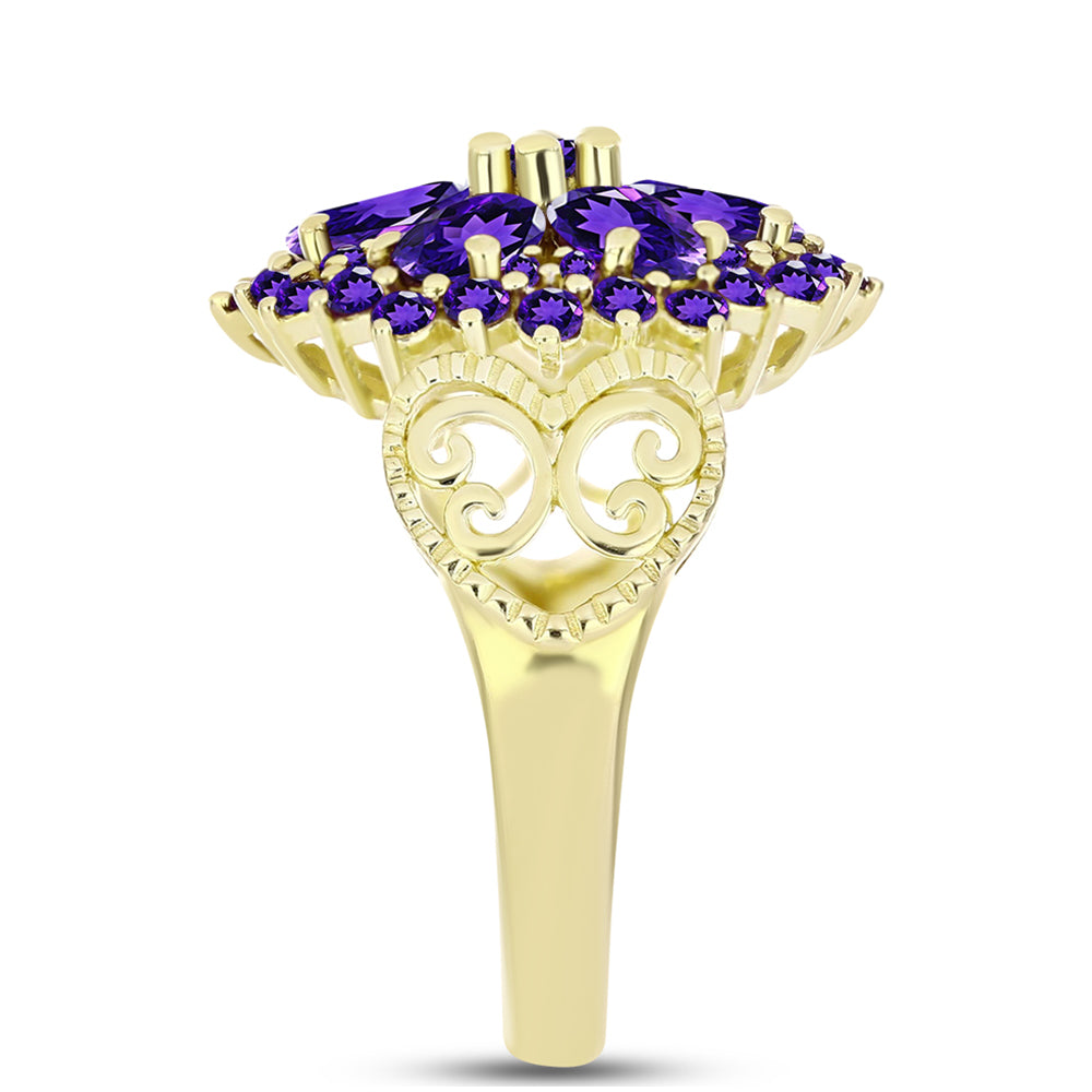 Goldplattierter Silberring mit marokkanischem Amethyst