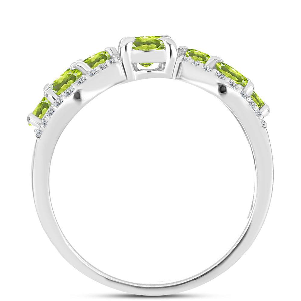 Silberring mit Peridot aus Changbai und weißem Topas 4 