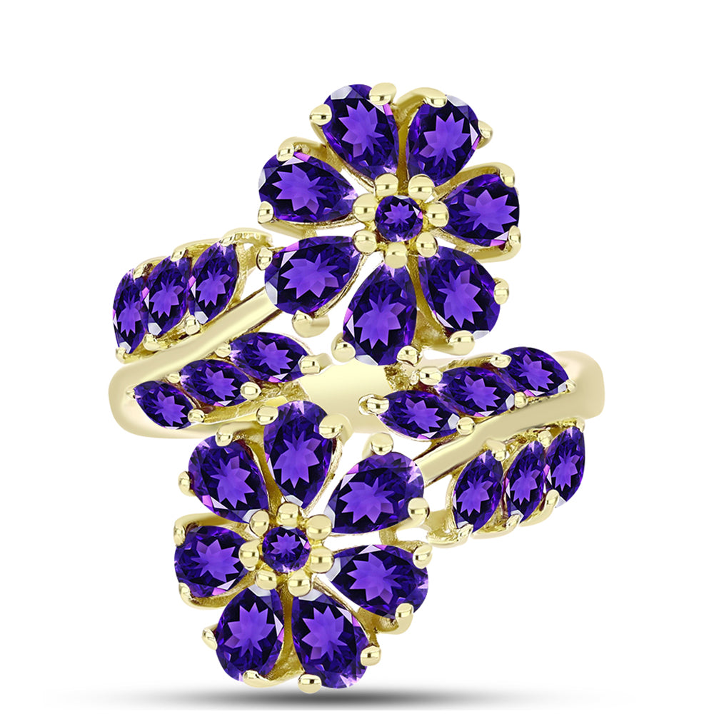Goldplattierter Silberring mit marokkanischem Amethyst