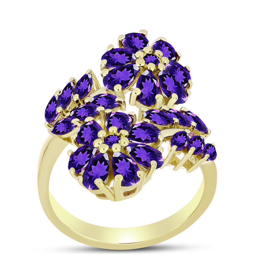 Goldplattierter Silberring mit marokkanischem Amethyst 3 