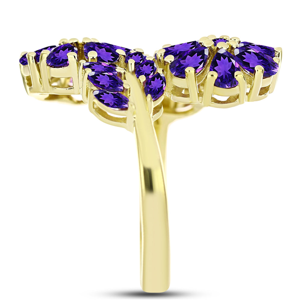 Goldplattierter Silberring mit marokkanischem Amethyst 4 