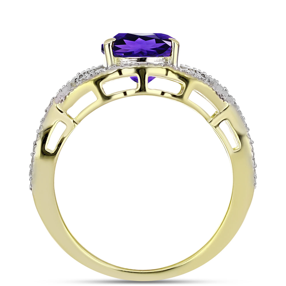 Goldplattierter Silberring mit marokkanischem Amethyst und weißem Topas 2 