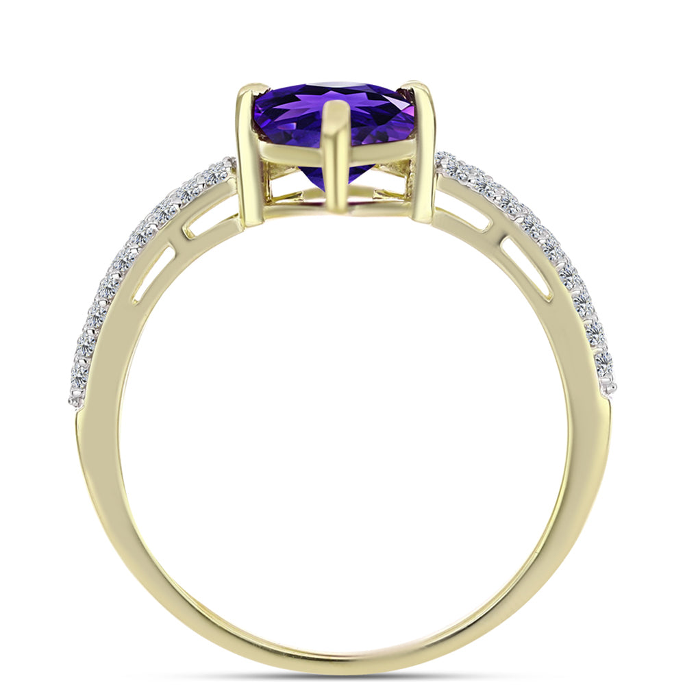Goldplattierter Silberring mit marokkanischem Amethyst und weißem Topas 2 
